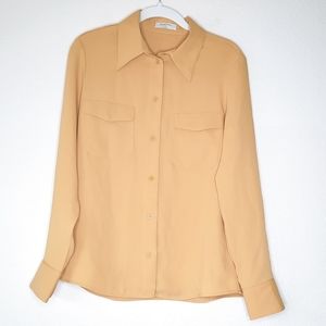 Aritzia Babaton Yellow  Chartreuse Harrison Button Down Blouse S